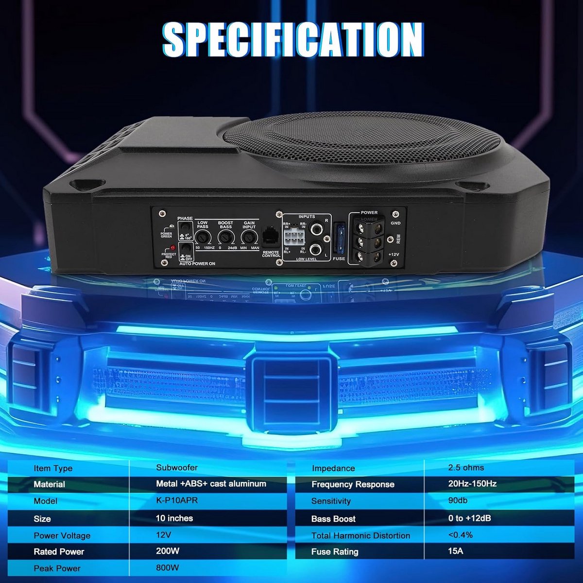 Underseat Subwoofer - Auto Versterking - Speakers - Muziek – foto 3