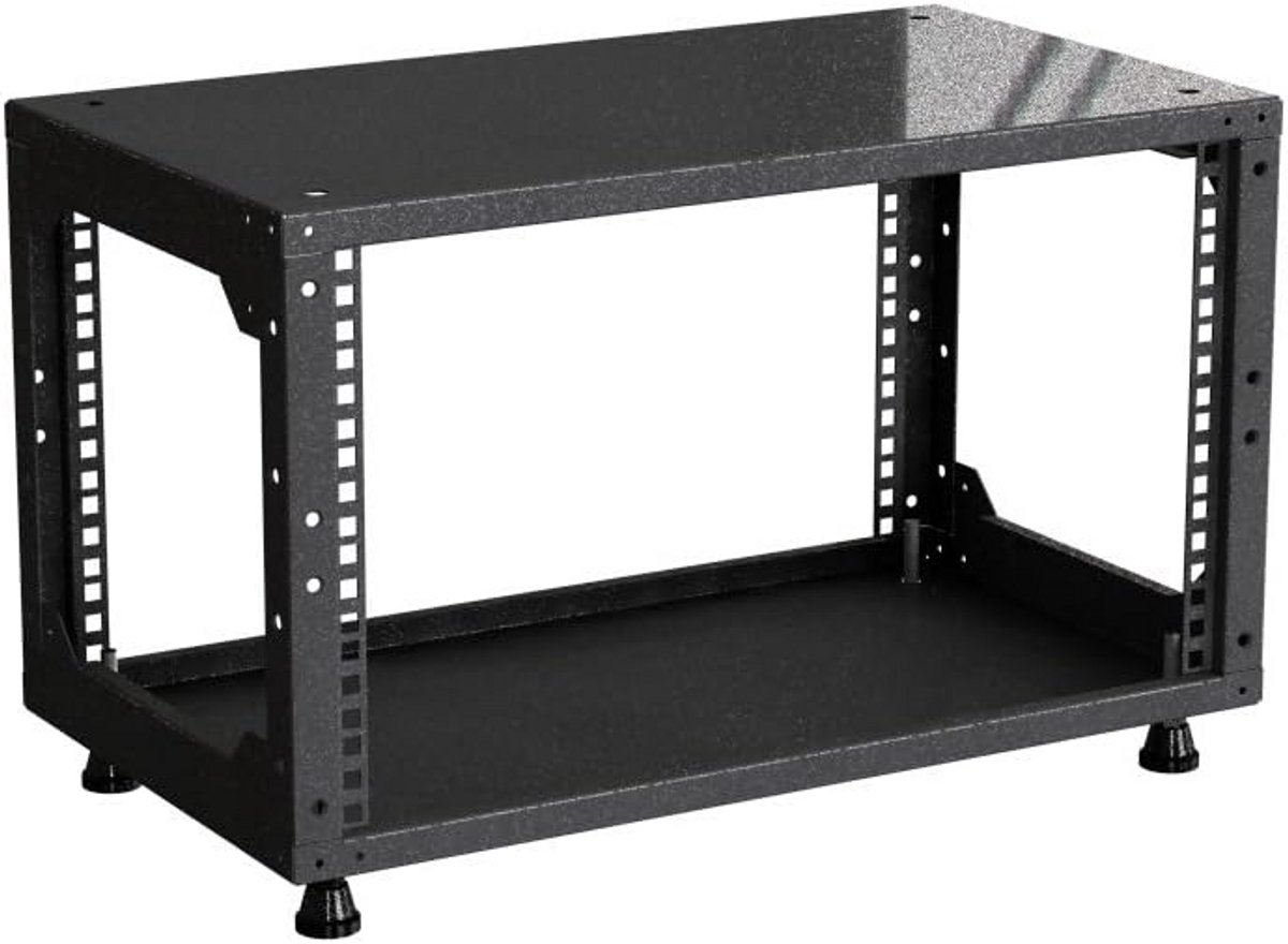 19 inch Open Frame Rack 6U - Diepte 280mm - Serverkast en Studio Behuizing Zwart