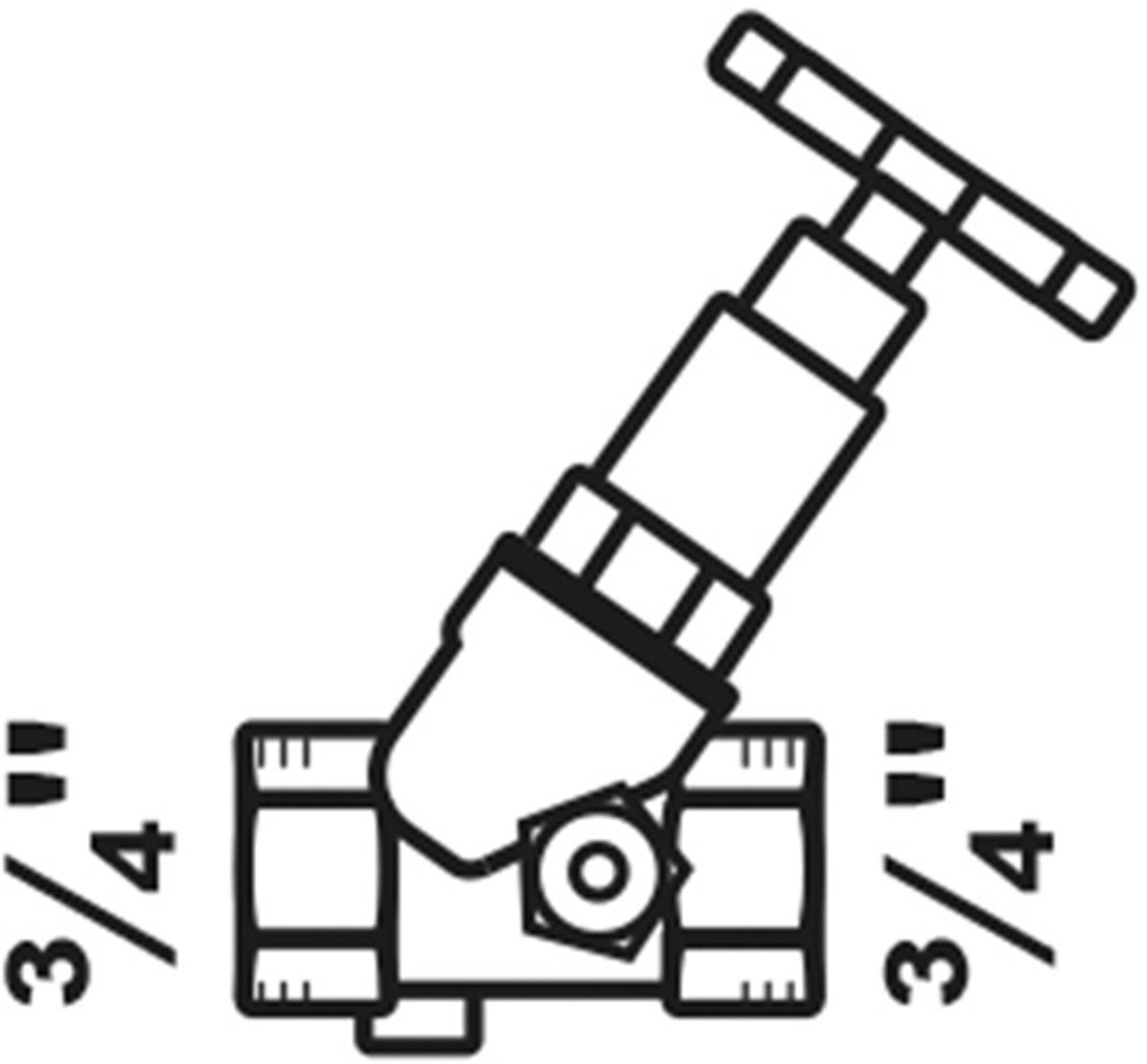 KIRCHHOFF stopkraan schuin, 3/4"BI, met aftap