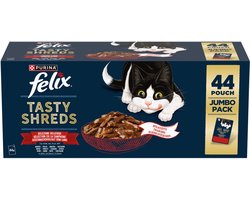 Felix Heerlijke Reepjes Farm Selectie - Kattenvoer natvoer - Rund, Kip, Eend, Kalkoen - 44 x 80g