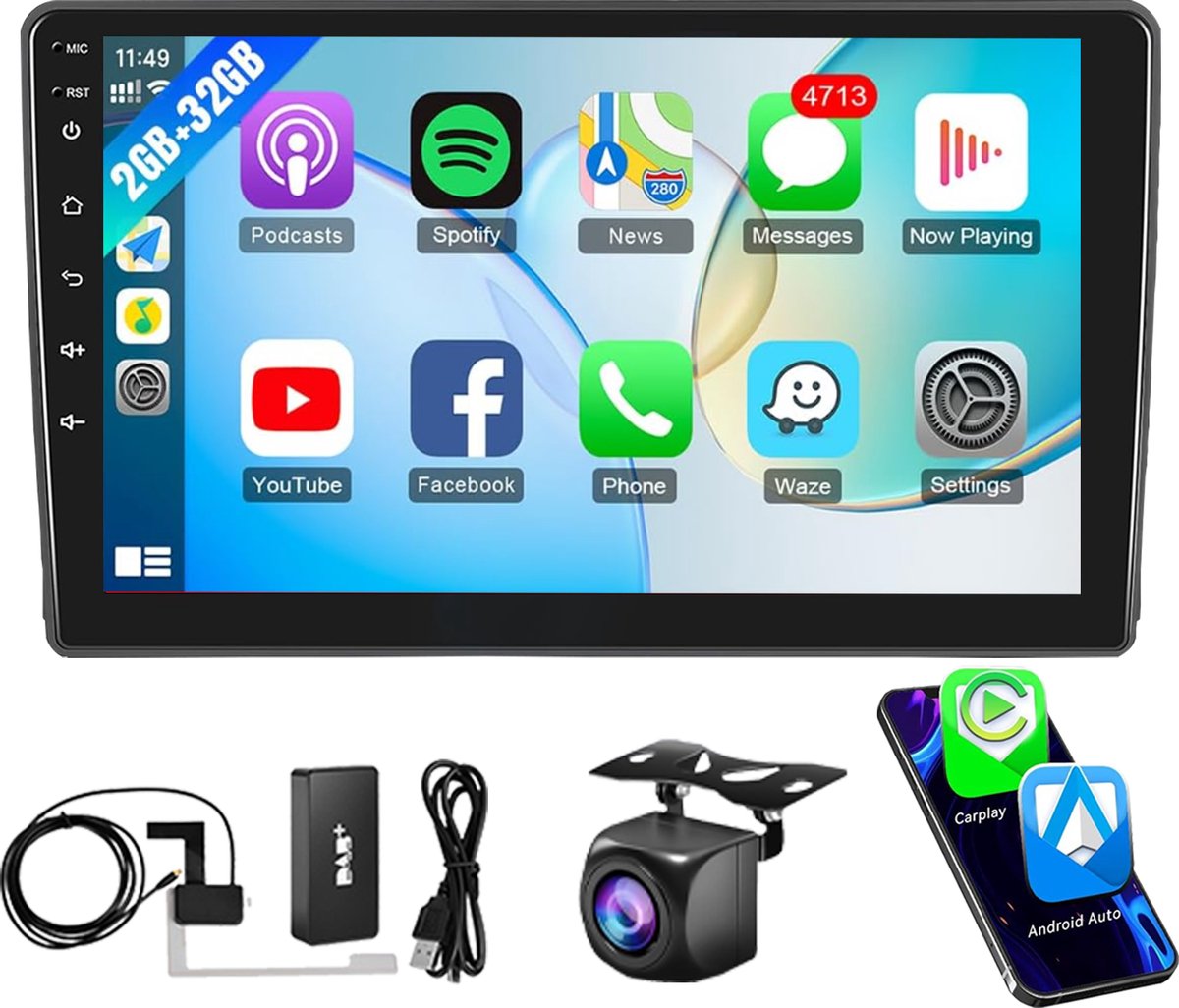 ESSGOO DAB+ Autoradio - voor Ford Transit MK7 (2005-2012), Ford Connect/C-Max/S-Max (2007-2009), Ford Focus MK2/Ford Fiesta MK5 (2005-2008) - Android 15 - 2+32GB - Apple Carplay & Android Auto - 9 Inch Touchscreen & GPS - Achteruitrijcamera