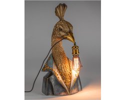 Tafellamp - Pauw - Goud - 58x30x25cm - Unic - Dier - Baroque - Formano - Polyresin