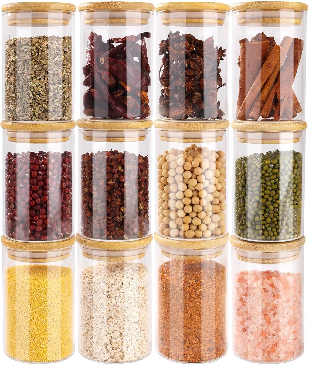 Set van 250ml Kruidenpotjes met Deksel - Voor Kruiden en Specerijen