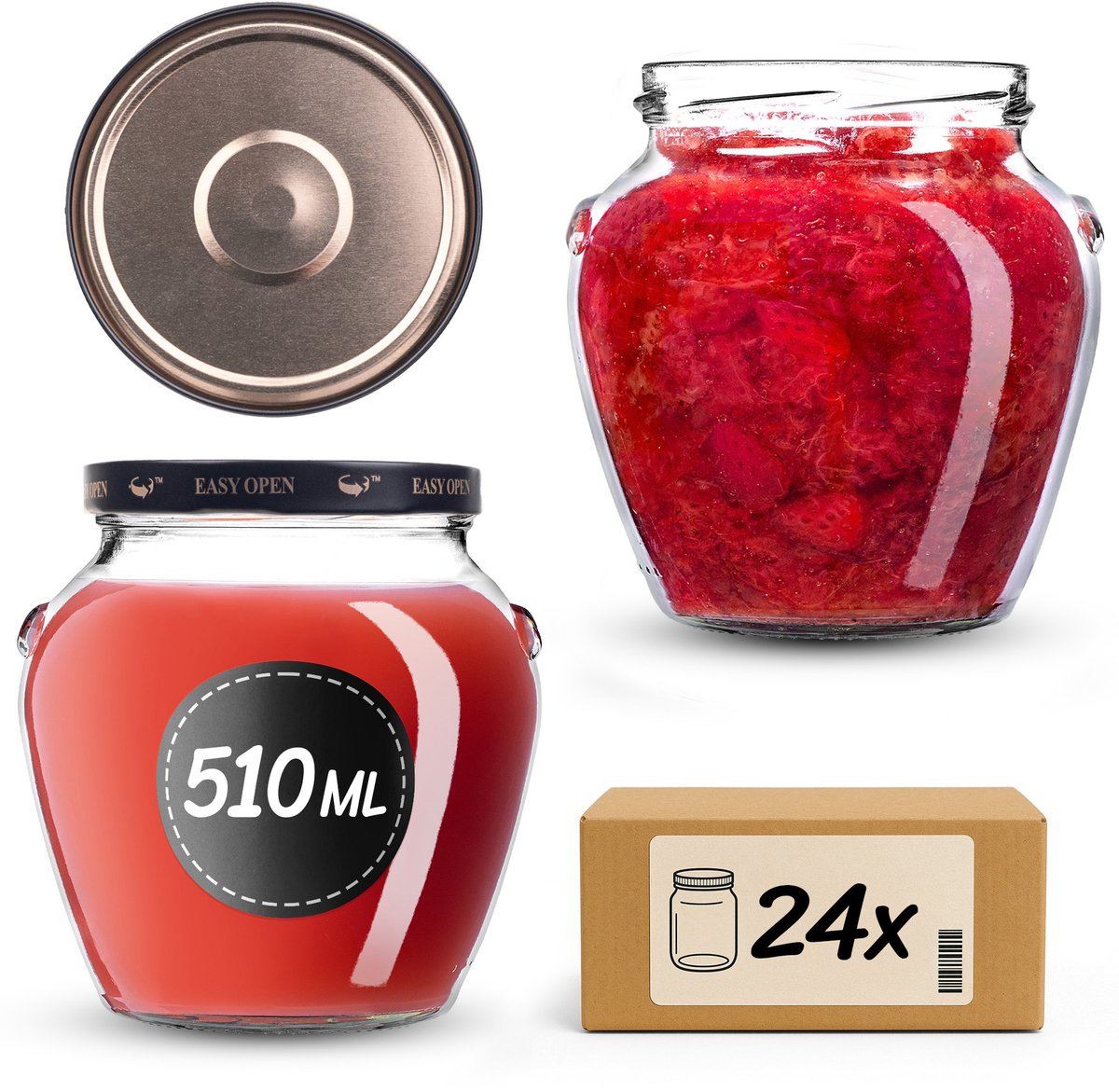 KADAX Inmaakpotten 510 ml fi82 Zwart/Goud 24 stuks