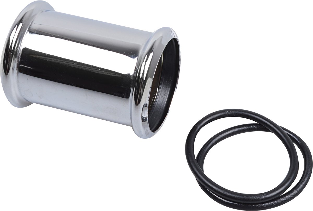 KIRCHHOFF Dubbele mof - Chroom - 32 mm x 52 mm - Met O-ringen