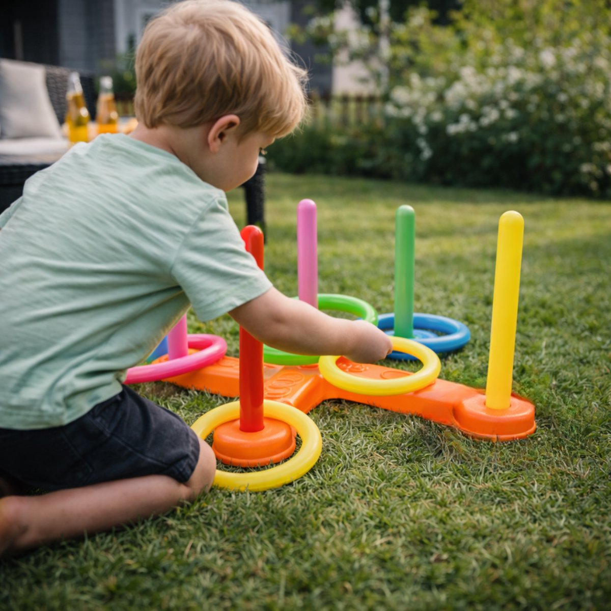 Eddy Toys Ringwerp Spel 12-Delig - Ring Gooien Spel voor Kinderen - Werpspel Toss Game voor Buiten - Buitenspel Speelgoed - Tuinspel Kinderen - Ring Toss Spel Ringwerpset — afbeelding 3