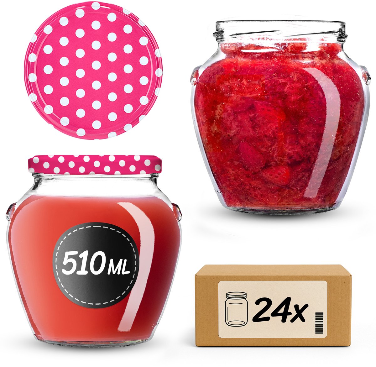 KADAX Inmaakpotten 510 ml fi82 Roze gestipt 24 stuks