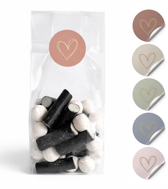 50x Uitdeelzakjes Mini + Sluitstickers Decohart - 18 x 5,5 x 3.5 cm | Blokbodemzakjes transparant | Plastic Zakjes | Cellofaanzakjes | Uitdeelzakjes transparant | Cadeauzakjes | Inpakzakjes | Traktatie zakjes | Verpakkingszakjes voor Uitdeelcadeaus