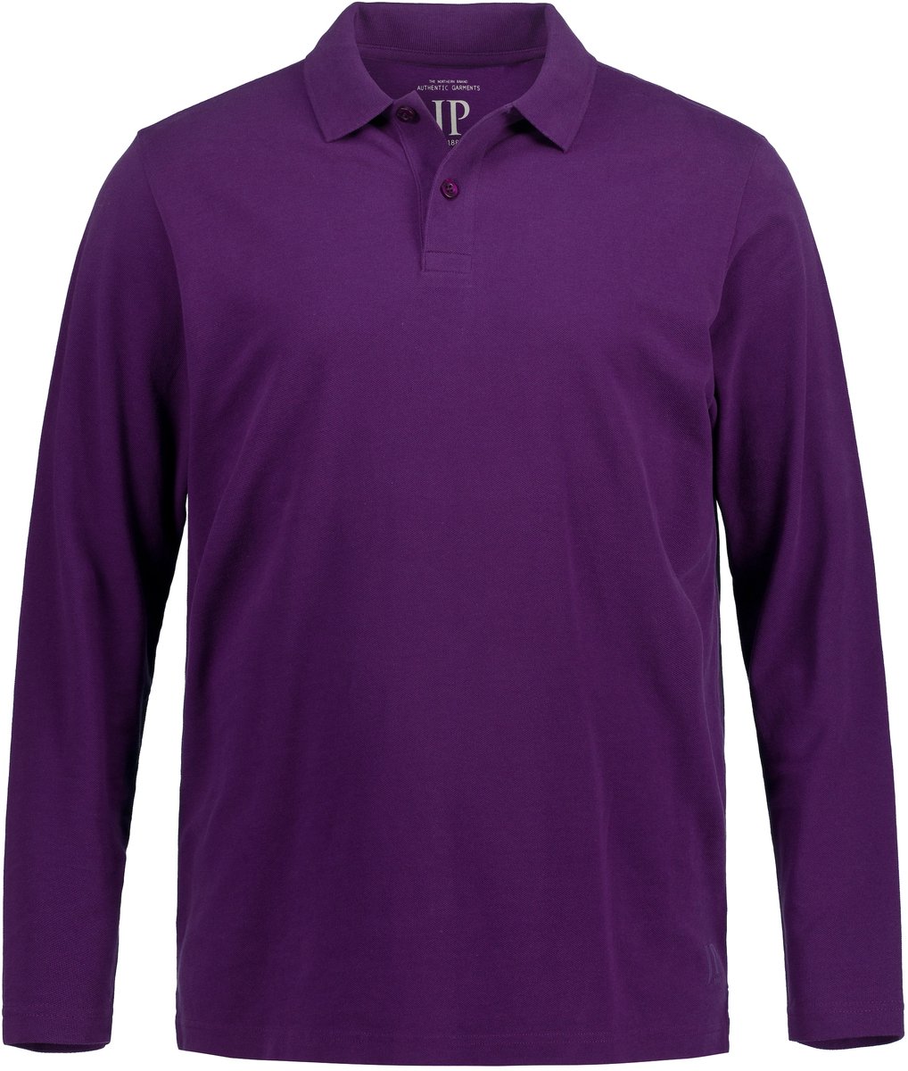 JP 1880 - Heren - Poloshirt basic lange mouwen piqué - Donker violet - Maat 4XL