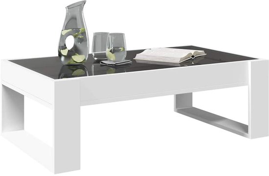 vidaXL - Table basse - avec - Infinity - LED - 90x53x30 - cm - blanc