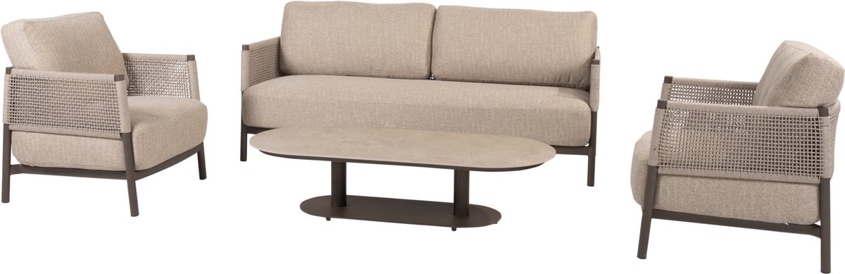 4 Seasons Outdoor Boaz Savanne chair-bench lounge set 4-piece ceramic terre