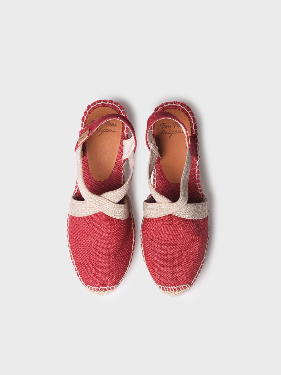 Dames espadrille met hoge hakken van linnen en katoen | TODA-NT