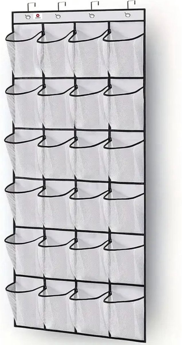 Hangende schoenenzak voor aan de deur – 24 vakken – Zwarte schoenen organizer – Deur opbergzak voor schoenen