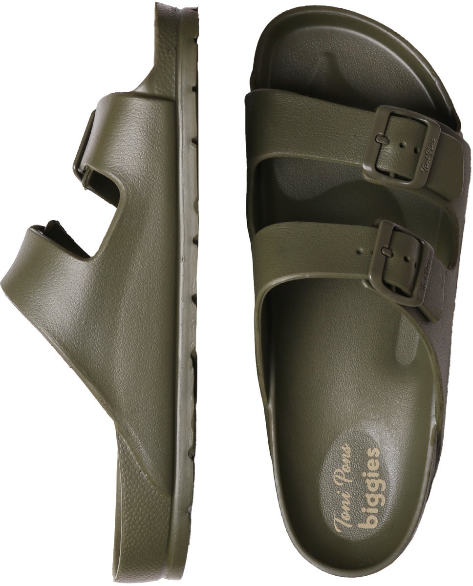 Herensandaal van biologisch rubber met gespen Fiji Creme