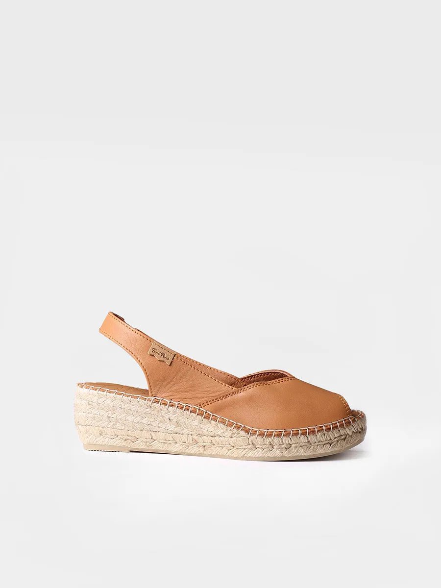 Dames leren espadrille met open neus en sleehak | BERNIA-P