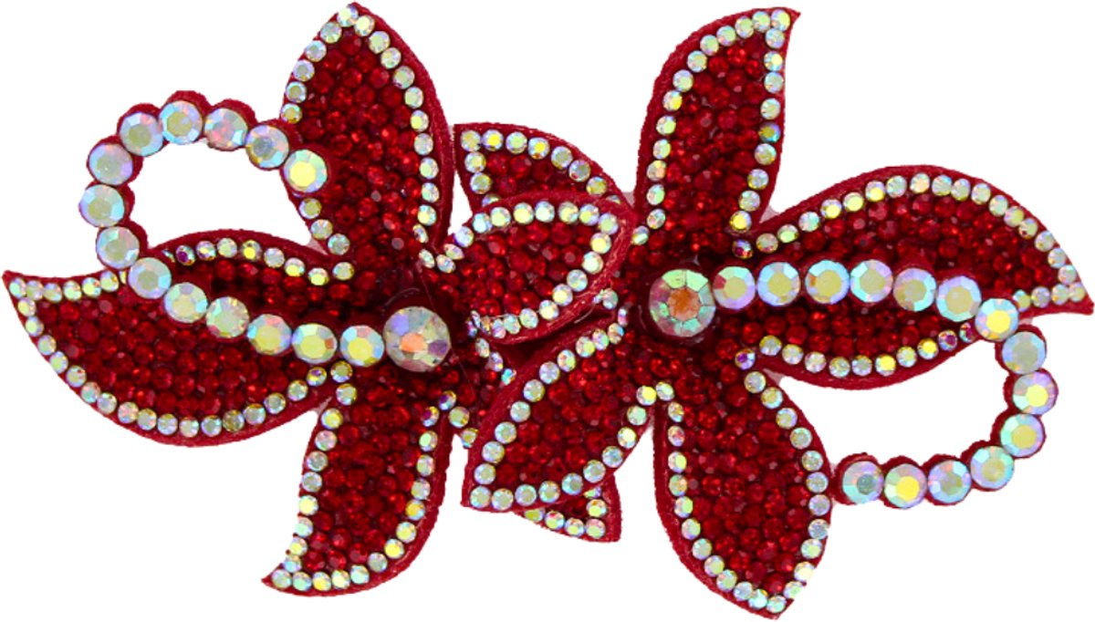 Broche - Sequin Flower - Strass - Rood - Per Stuk