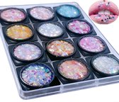 Body Glitter - 12 kleuren - Glitter Set - Holographic Chunky Glitter - Gel Glitter Make-up - Face & Body Jewels Make-up - Schmink - Face Glitter - Festival Glitters - Festival Haar Glitter Gel - Chunky Festival Glitters - Voor Gezicht & Lichaam