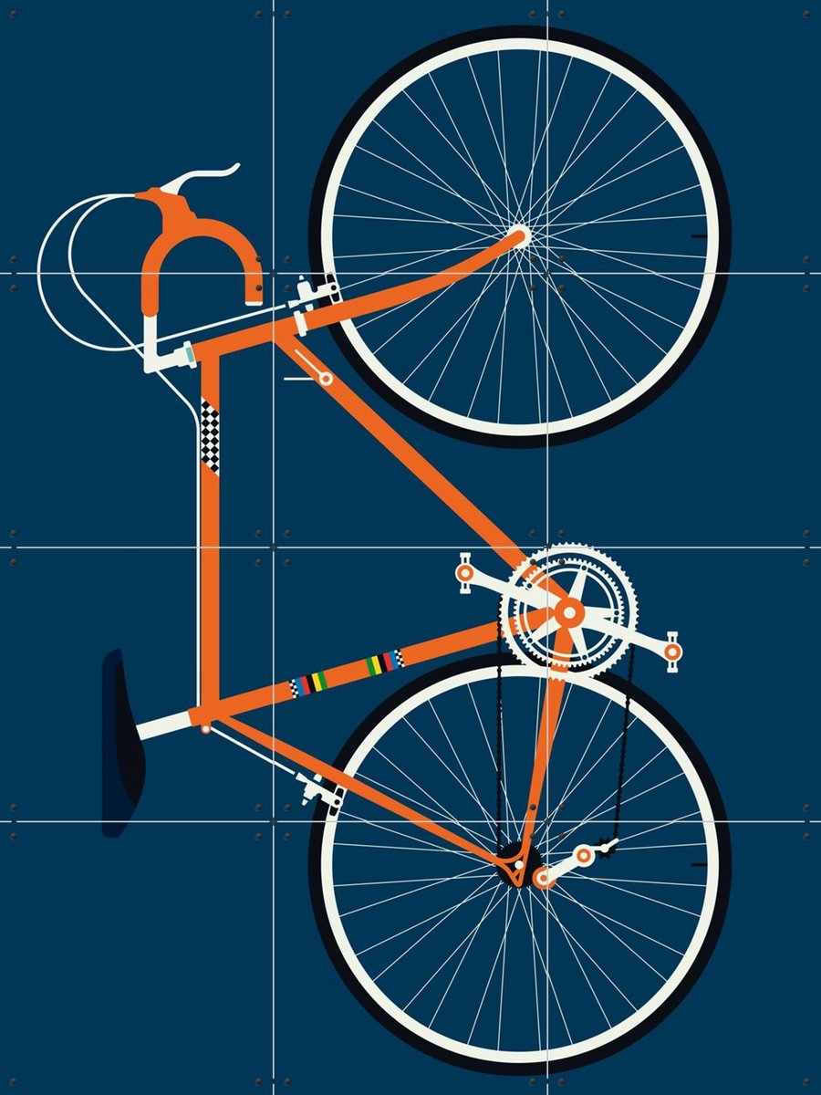 IXXI Racing Bike Orange, Bo Lundberg - 60 x 80 cm - Gratis ophangtool - Grote wanddecoratie en posters - Geometrische Kunst, Digitale Kunst
