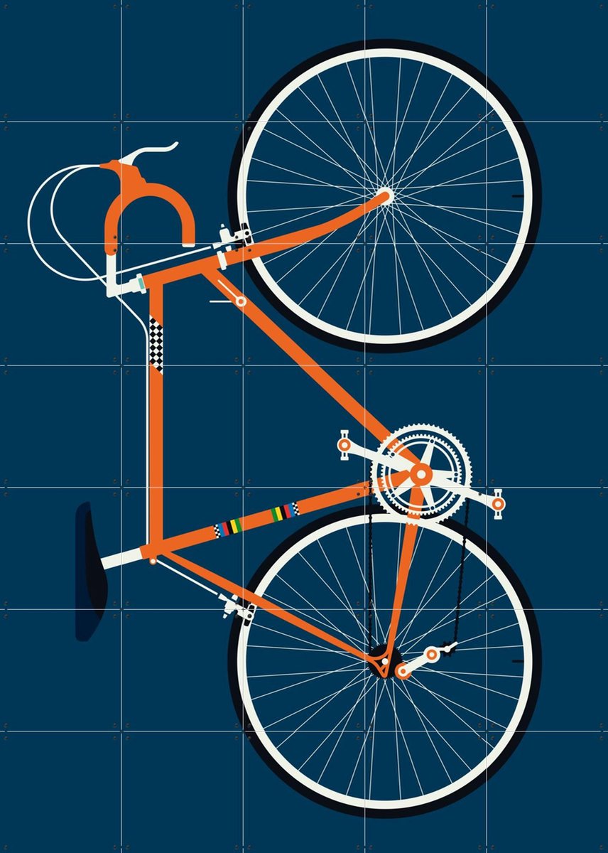 IXXI Racing Bike Orange, Bo Lundberg - 100 x 140 cm - Gratis ophangtool - Grote wanddecoratie en posters - Geometrische Kunst, Digitale Kunst