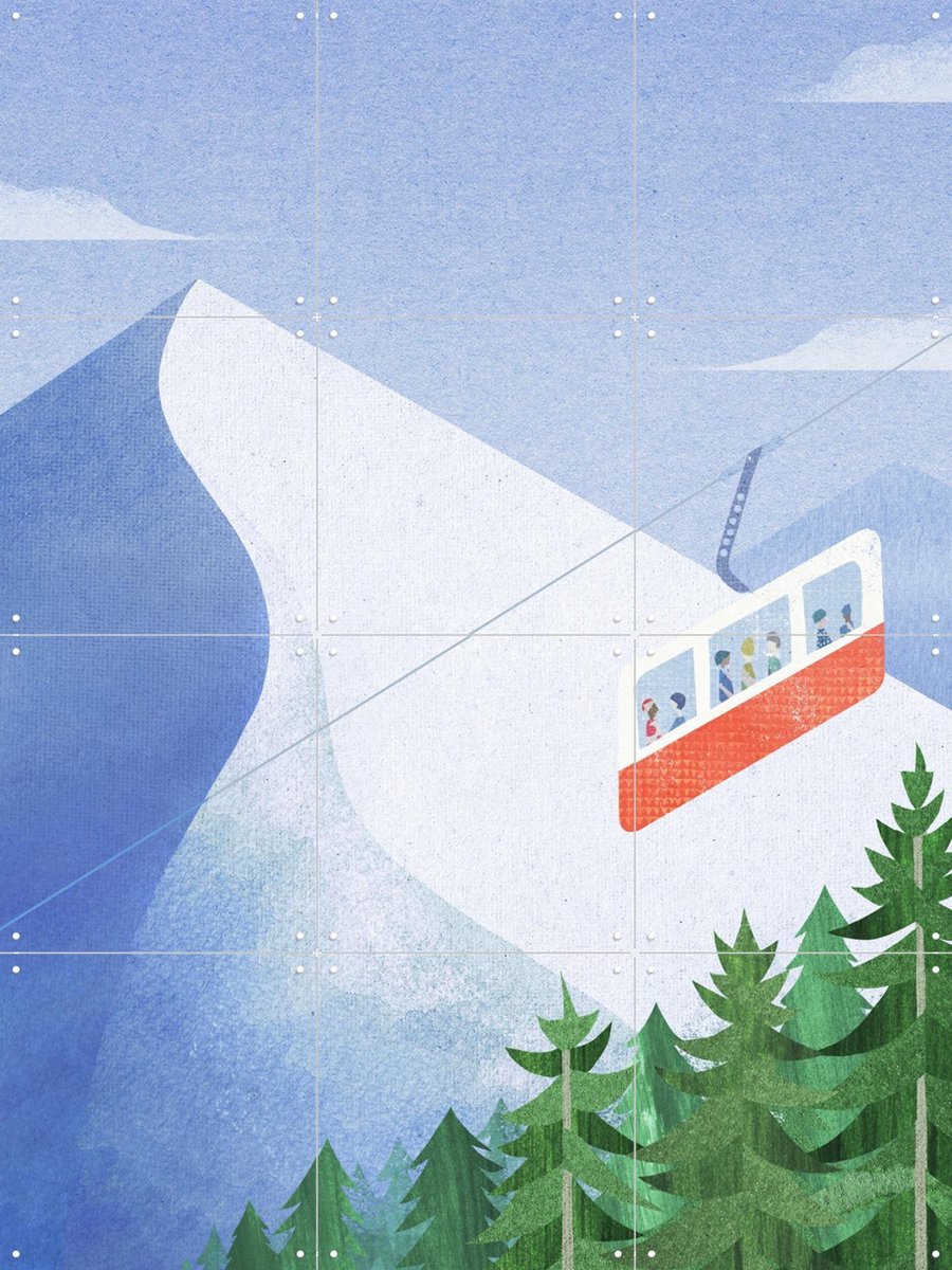 IXXI Alps, Henry Rivers - 60 x 80 cm - Gratis ophangtool - Grote wanddecoratie en posters - Digitale Kunst, Speels, Illustraties, Mancave, Woonkamer