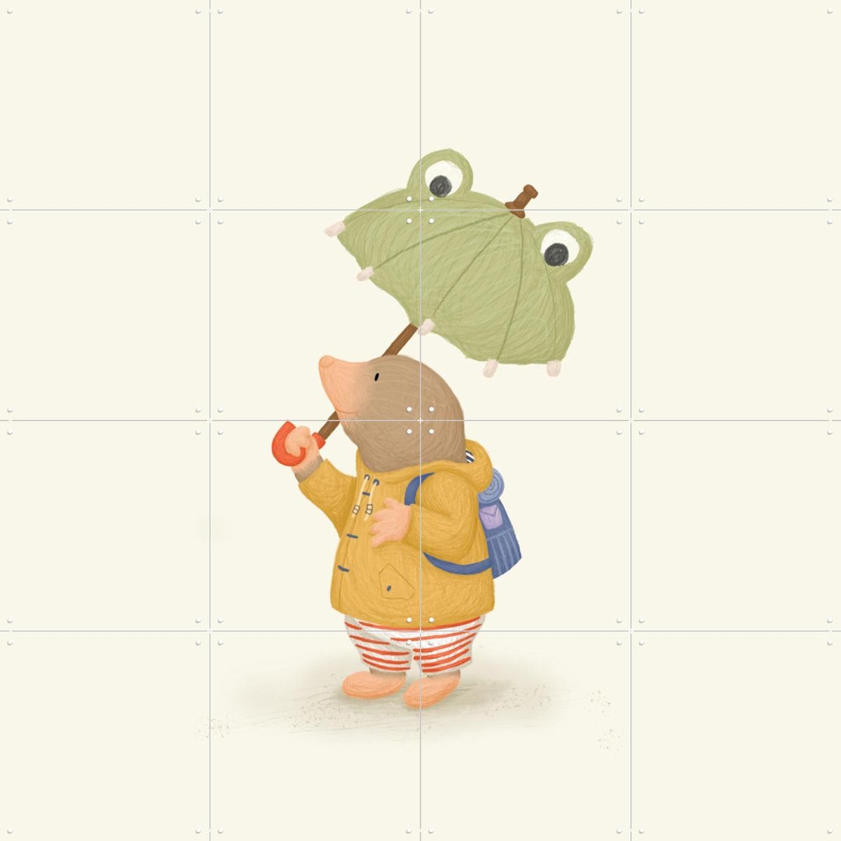 IXXI Rain Mole, Studio Phie - 80 x 80 cm - Gratis ophangtool - Grote wanddecoratie en posters - Fantasierijk, Cartoonesk, Illustraties, Speels