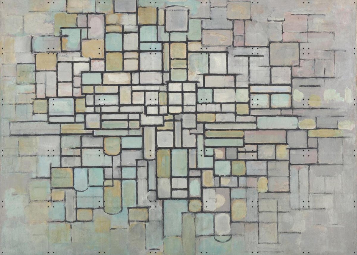 IXXI Composition No. 2, Piet Mondriaan & Kröller-Müller Museum - 140 x 100 cm - Gratis ophangtool - Grote wanddecoratie en posters - Olieverf