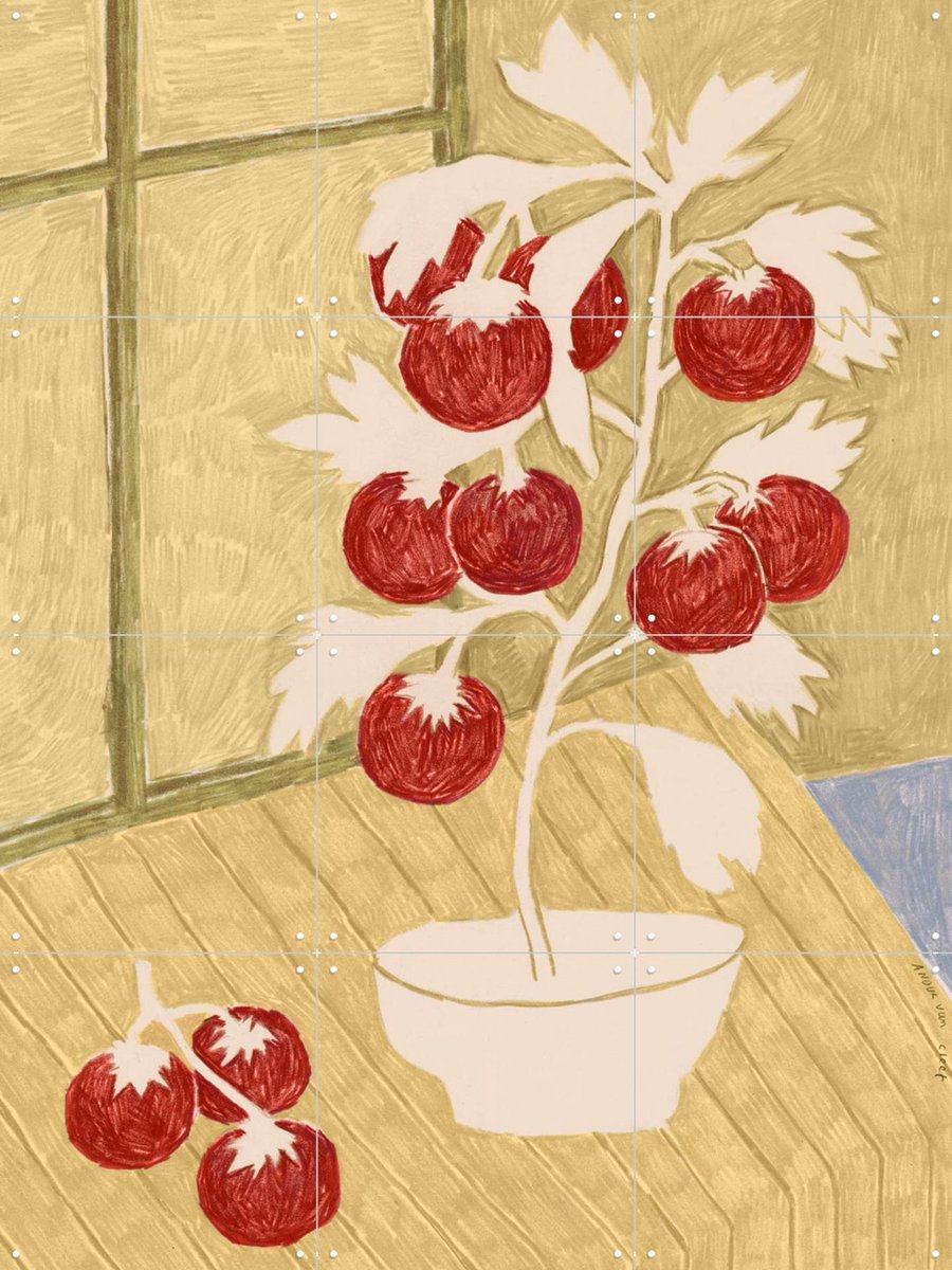 IXXI Tomatoes, Anouk van Cleef - 60 x 80 cm - Gratis ophangtool - Grote wanddecoratie en posters - Speels, Illustraties, Kleurrijk, Keuken, Woonkamer