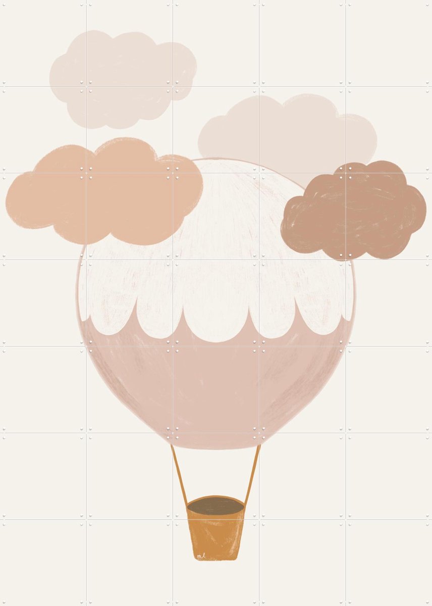 IXXI Hot Air Balloon, Menina Lisboa & Various - 100 x 140 cm - Gratis ophangtool - Grote wanddecoratie en posters - Minimalisme, Illustraties