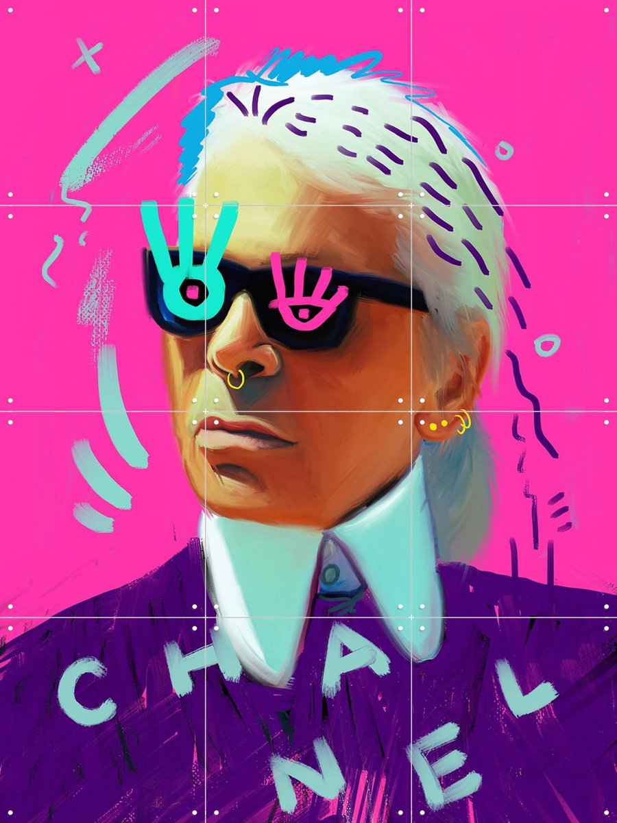 IXXI Designer Karl, Pop-art by Tadej - 60 x 80 cm - Gratis ophangtool - Grote wanddecoratie en posters - Illustraties, Pop art, Speels, Kleurrijk