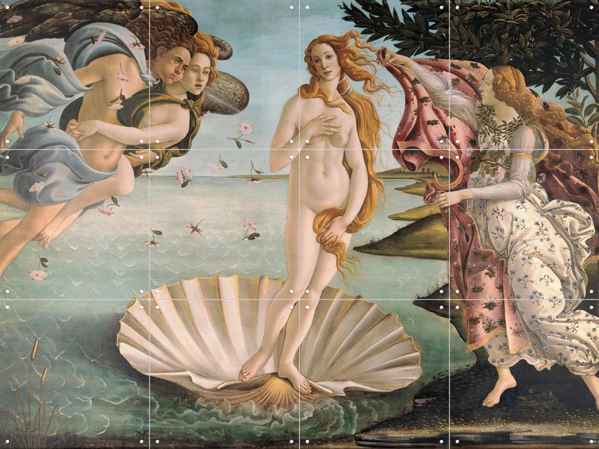IXXI The Birth of Venus, Sandro Botticelli & Bridgeman Images - 80 x 60 cm - Gratis ophangtool - Grote wanddecoratie en posters - Klassiek, Olieverf
