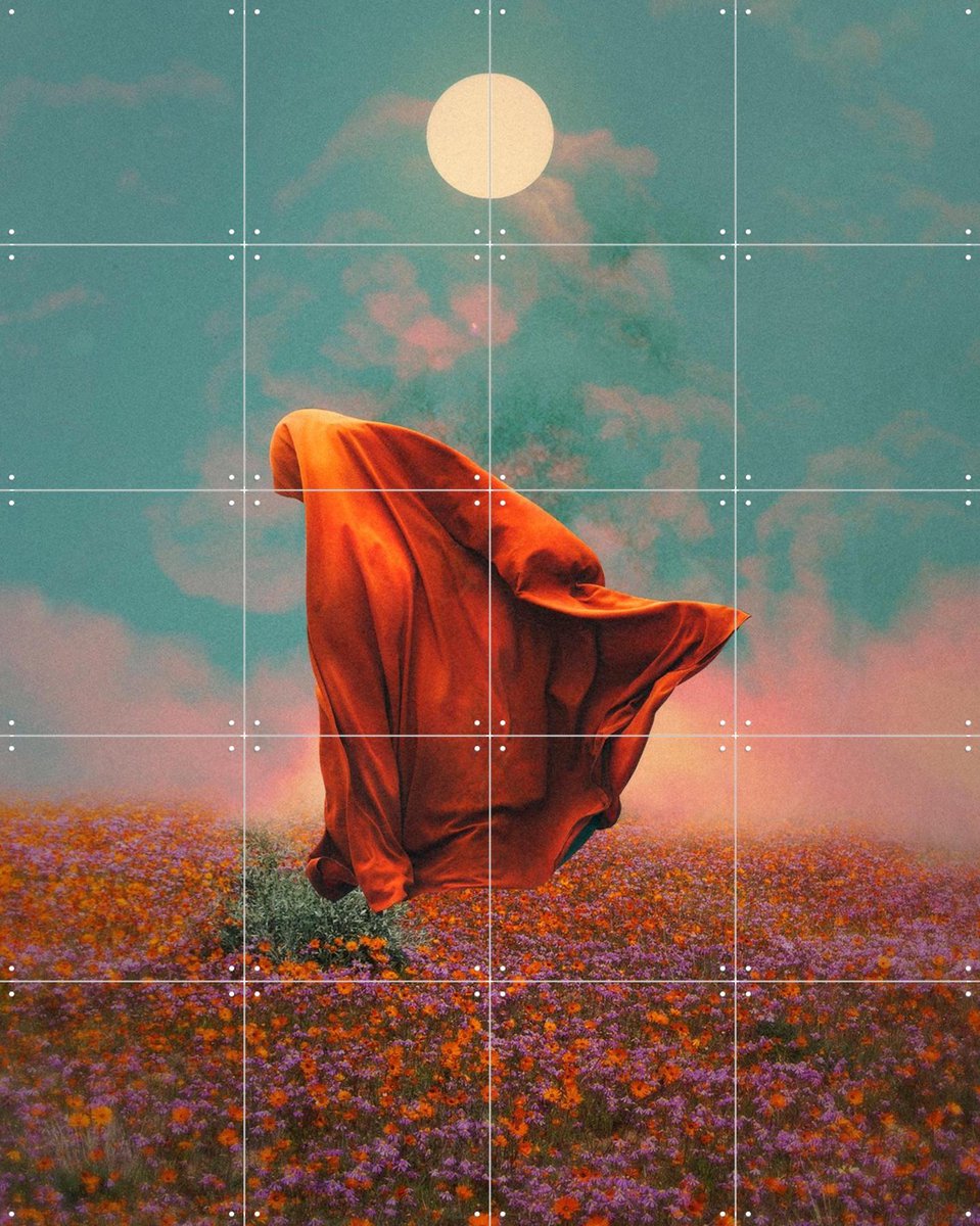 IXXI Fields, Fran Rodriguez - 80 x 100 cm - Gratis ophangtool - Grote wanddecoratie en posters - Surrealisme, Kleurrijk, Digitale Kunst, Slaapkamer