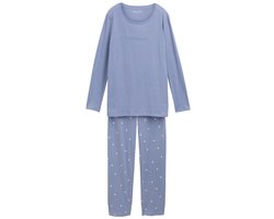 Tom Tailor - Pyjamaset met stippenpatroon en logoprint - Maat XL/42 - blau-mittel-Punkte