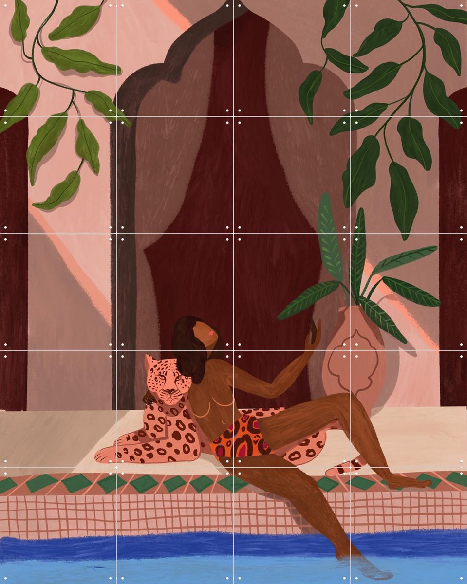 IXXI Exotic Holiday, Arty Guava - 80 x 100 cm - Gratis ophangtool - Grote wanddecoratie en posters - Illustraties, Speels, Kleurrijk, Slaapkamer