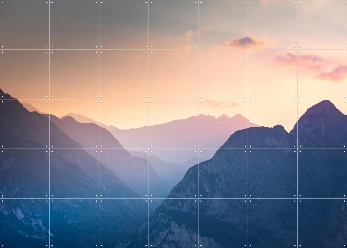 IXXI Mountain Morning, Claire Droppert - 140 x 100 cm - Gratis ophangtool - Grote wanddecoratie en posters - Realisme, Minimalisme, Naturalisme