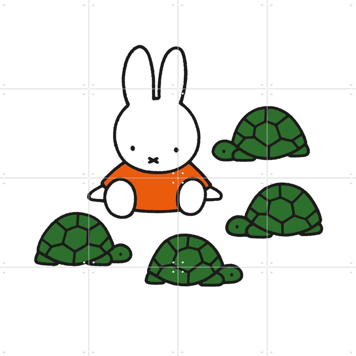 IXXI Nijntje Schildpadden, Nijntje - 80 x 80 cm - Gratis ophangtool - Grote wanddecoratie en posters - Speels, Cartoonesk, Illustraties, Babykamer