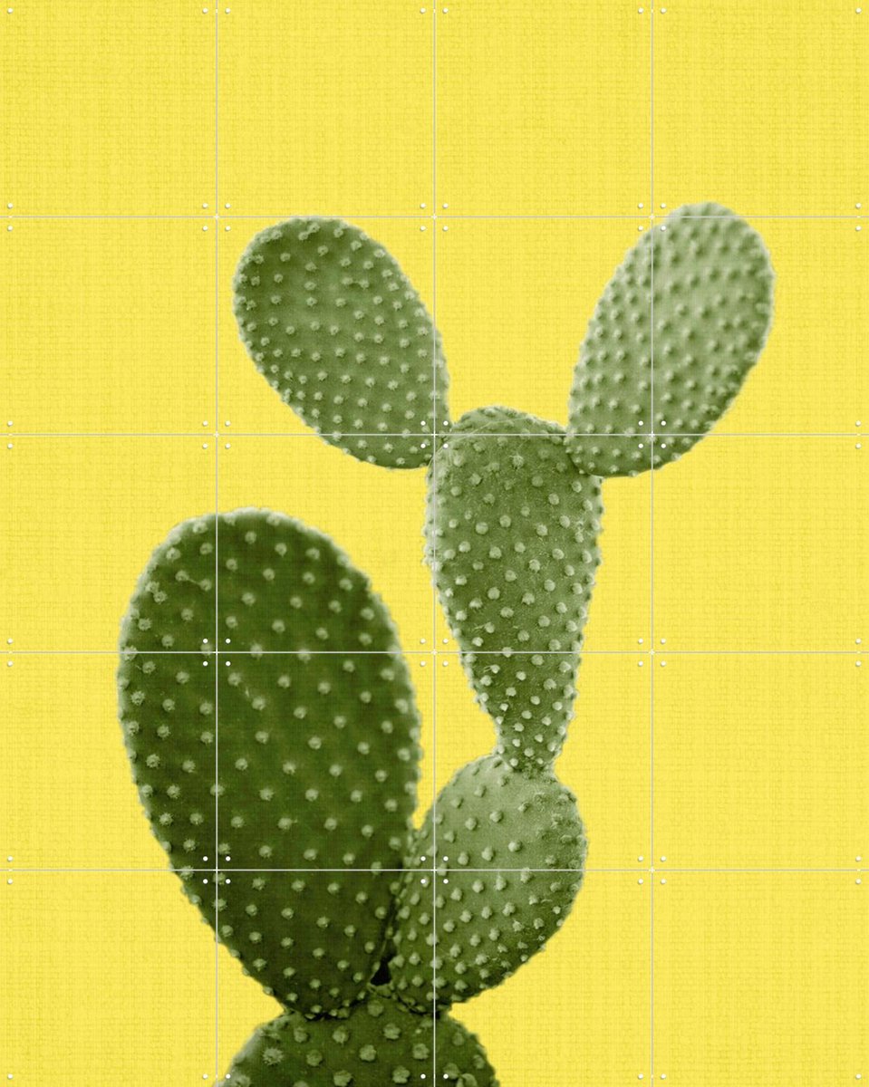 IXXI Cactus Yellow Print 87, Lila + Lola - 80 x 100 cm - Gratis ophangtool - Grote wanddecoratie en posters - Decoratieve kunsten, Kleurrijk, Speels