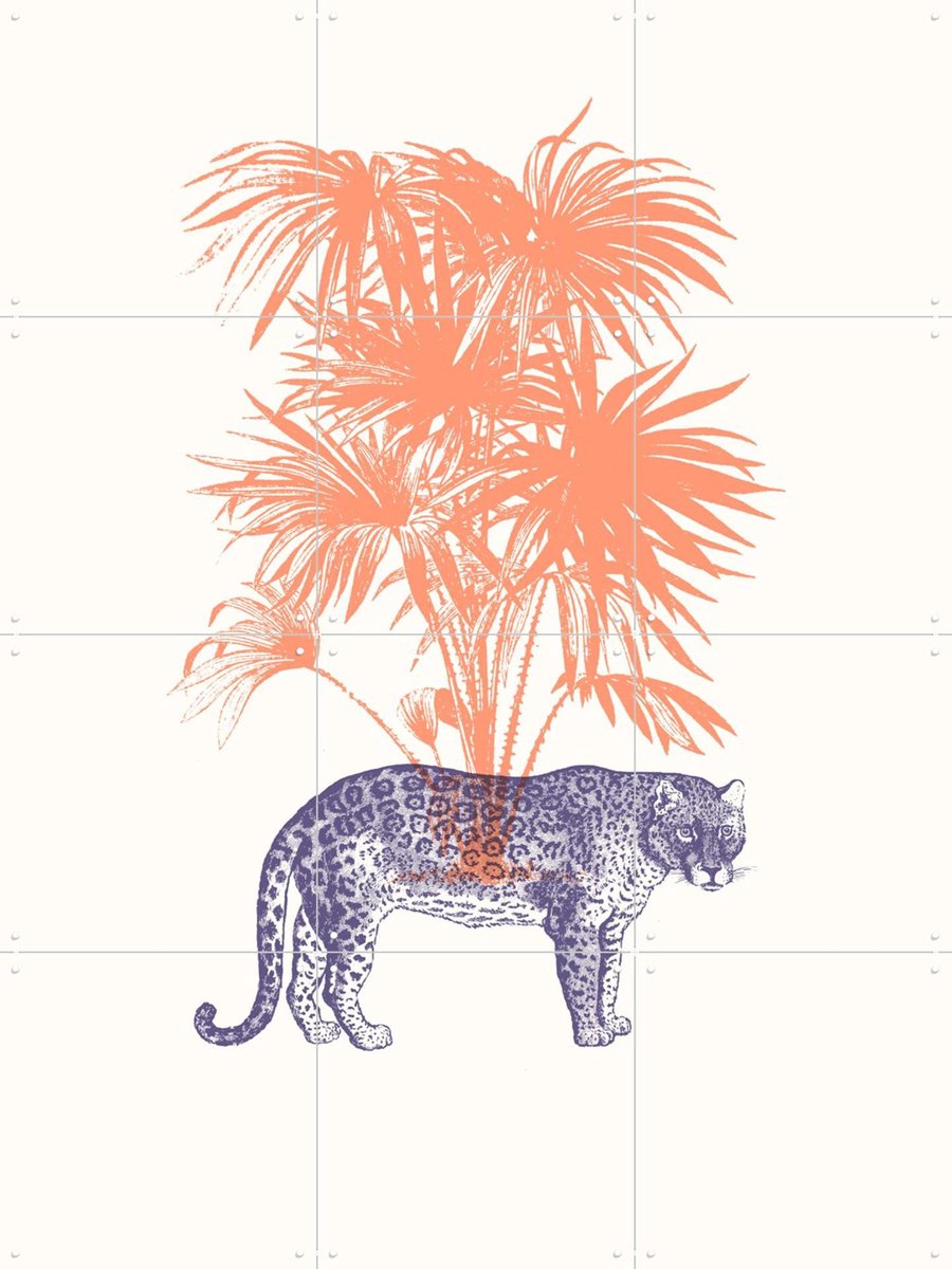 IXXI Panther tree, Florent Bodart - 60 x 80 cm - Gratis ophangtool - Grote wanddecoratie en posters - Illustraties, Art Deco, Speels, Woonkamer