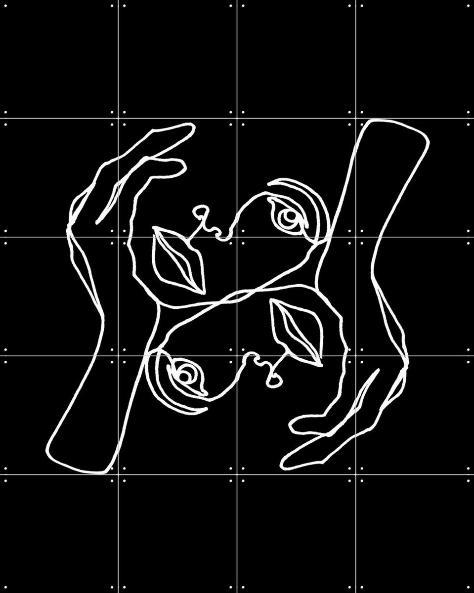 IXXI Julie Black & White, Julia Hariri - 80 x 100 cm - Gratis ophangtool - Grote wanddecoratie en posters - Illustraties, Grafisch Ontwerp, Line art