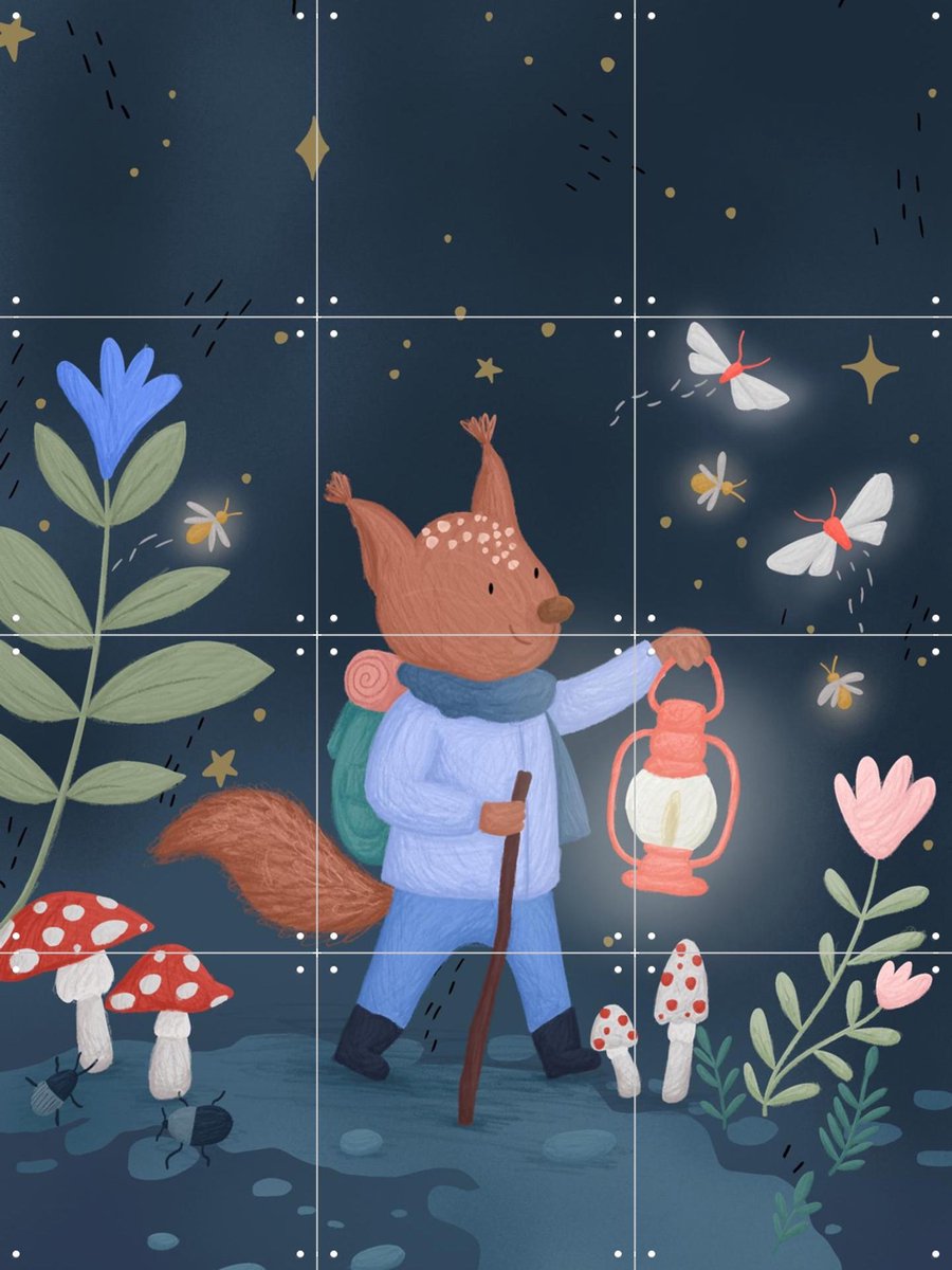 IXXI Adventure Squirrel, Studio Phie - 60 x 80 cm - Gratis ophangtool - Grote wanddecoratie en posters - Fantasierijk, Digitale Kunst, Illustraties