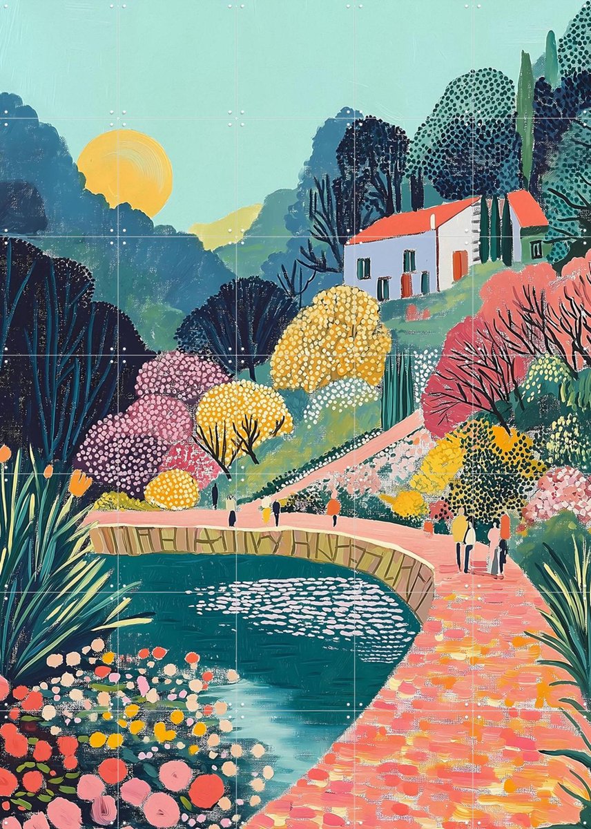 IXXI Blossom Walk, Artclaud - 100 x 140 cm - Gratis ophangtool - Grote wanddecoratie en posters - Schilderijen, Illustraties, Kleurrijk, Fantasierijk