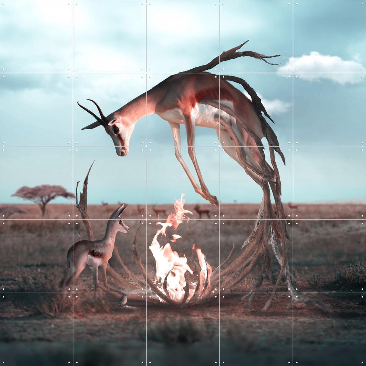 IXXI Sacrifice, Julien Tabet - 100 x 100 cm - Gratis ophangtool - Grote wanddecoratie en posters - Digitale Kunst, Fotografie, Surrealisme, Woonkamer