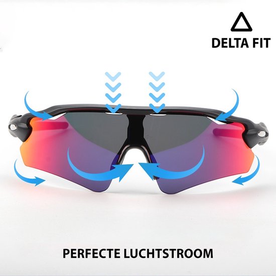 Delta Fit Hardloop Zonnebril - UV-bescherming - Zwart met Blauwe Glazen - Inclusief Case van Delta — afbeelding 4