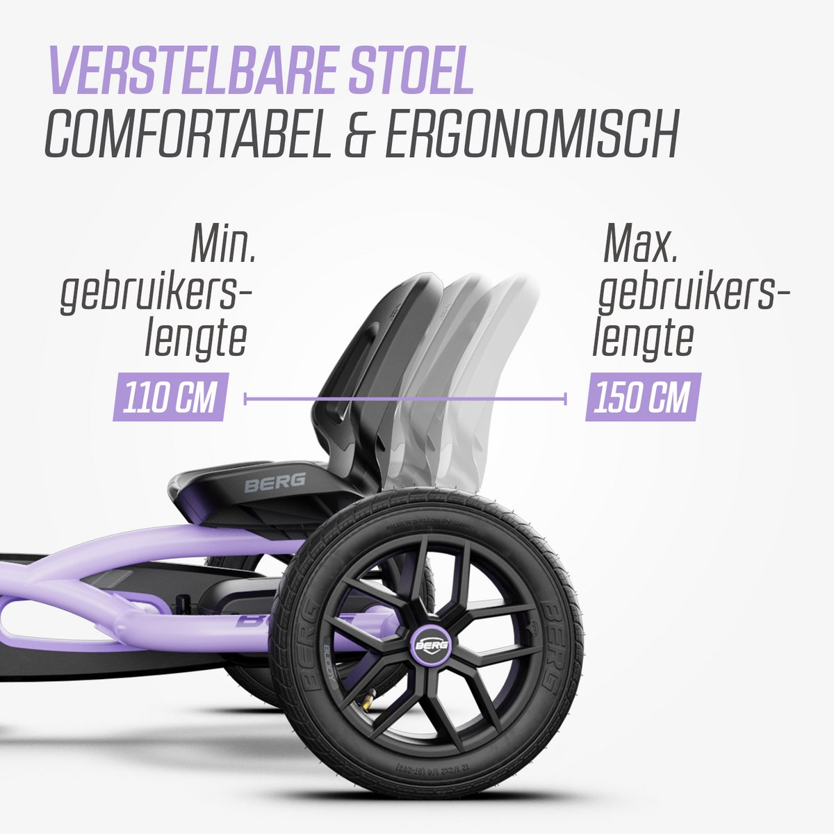 BERG Buddy Purple Skelter - 3+ Jaar - Verstelbare Stoel- Vrijloopautomaat - Paars — afbeelding 8