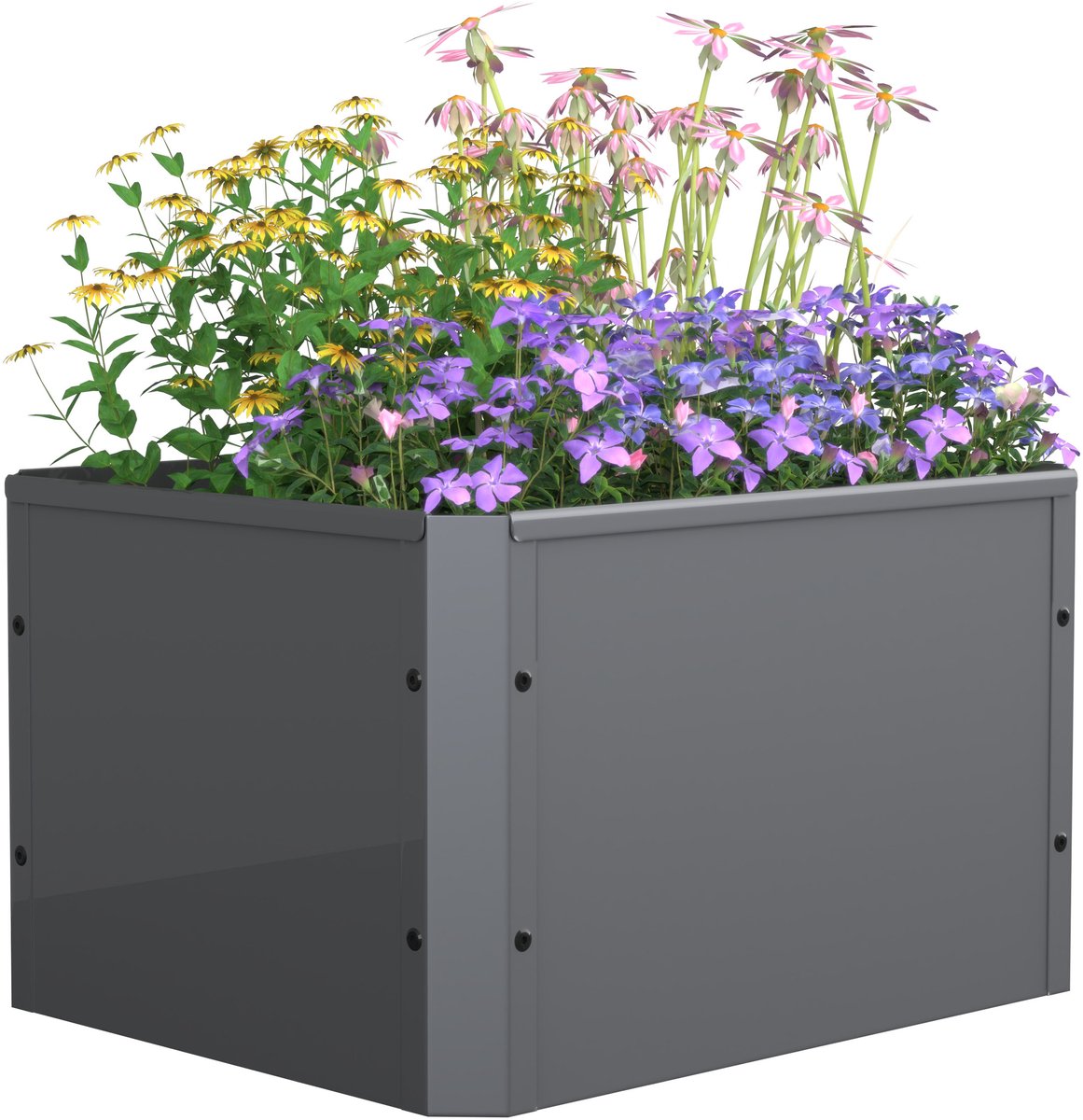 VCM Metall Hochbeet 50x40x30 cm, rechteckiger Pflanzkasten für Balkon Terrasse Garten, Blumenkasten mit und auch ohne Boden nutzbar, Balora M