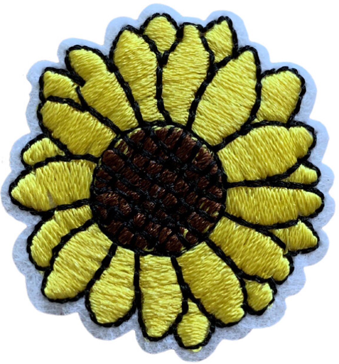Zonnebloem - Margriet - bloem - Bruin - strijkapplicatie strijk embleem - patch - patches - stof & strijk applicatie - carnaval - patchwork - kleding