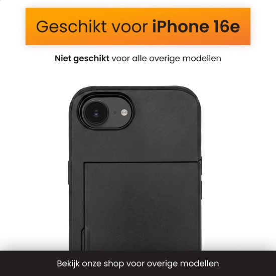 Coque de téléphone R2B noire avec porte-cartes, convient pour iPhone 16e.