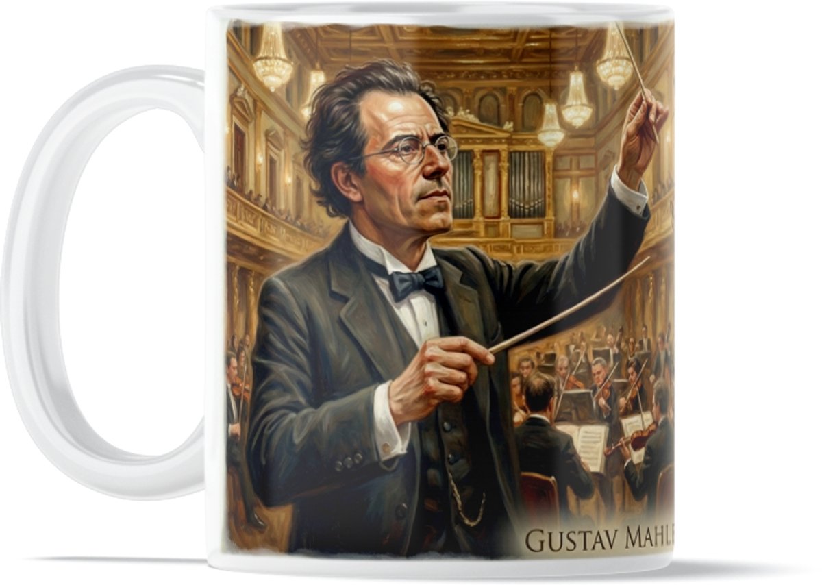 Design Quote Mok "Gustav Mahler" - "Het belangrijkste in de muziek staat niet in de noten" - Kunst, Cultuur en Muziek Cadeau voor Componist, Muziekliefhebber, Muziekdocent & Dirigent - Romantische Klassieke Muziek & Natuur Werk Kado