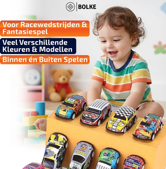 Bolke terugtrek autotjes - modelauto - miniatuur auto - kleine autotjes - traktatie uitdeelcadeautjes - 30 stuks van metaal - in mooie opbergdoos van Bolke — afbeelding 2