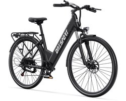 OneSport – Elektrische Stadfiets met 468Wh Accu – Max.100 km Actieradius – Shimano 7 Versnellingen – Hydraulische Vering & Schijfremmen – Donkergrijs