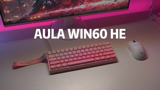 AULA WIN60 HE - 60% Bedraad RGB Gaming Toetsenbord - Hall Effect Rapid Trigger - Magnetische Toetsen - Gasket - Hot Swap - 8K Hz Polling Rate - QWERTY Toetsenborden - Zij Bedrukte toetsen - 61 Keys - Zwart Grijs